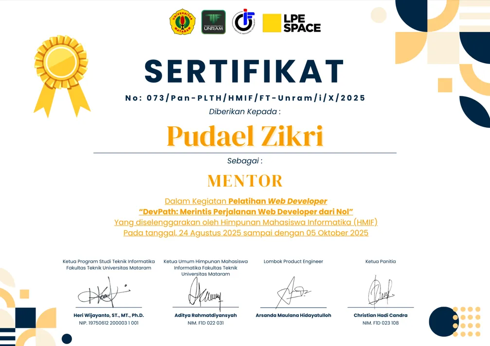 Full-Stack Web Development, Workshop Technical Mentor